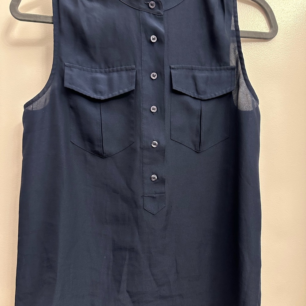 J.Crew Sleeveless Navy Button-Up Blouse